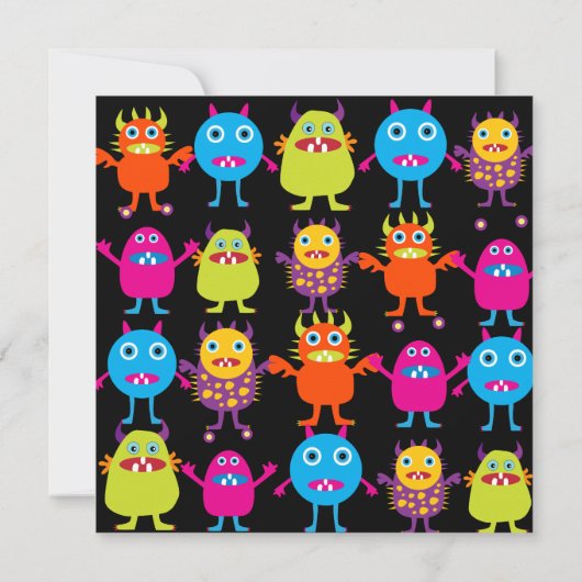 Cute Monster Anniversaire Fête Invitation Modèles (Dos)
