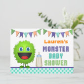 Cute Monster Baby shower Kaart (Staand voorkant)