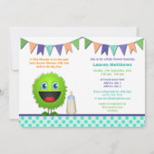 Cute Monster Baby shower Kaart (Achterkant)