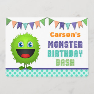Cute Monster Birthday Bash Kaart