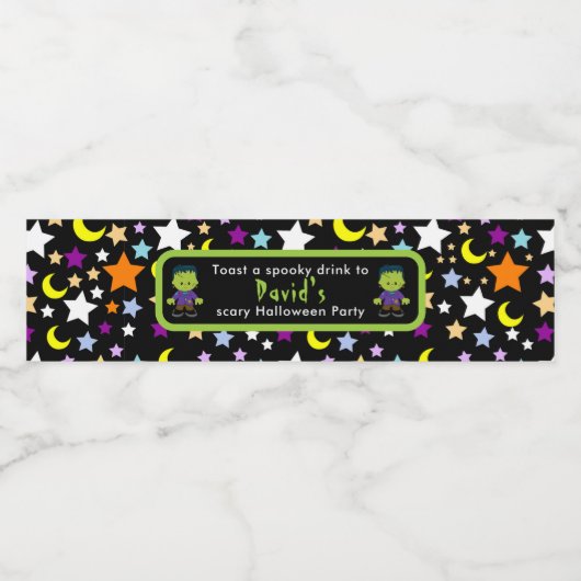 Cute Monster Boy Halloween Costume Party Waterfles Etiket (Enkel label)