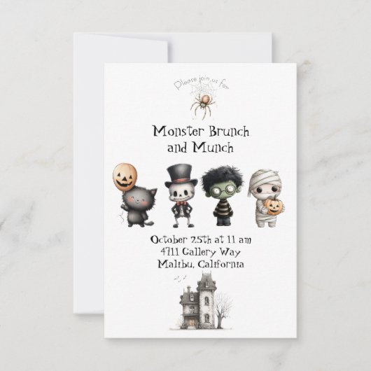 Cute Monster Brunch & Munch Party Invitation (Devant)
