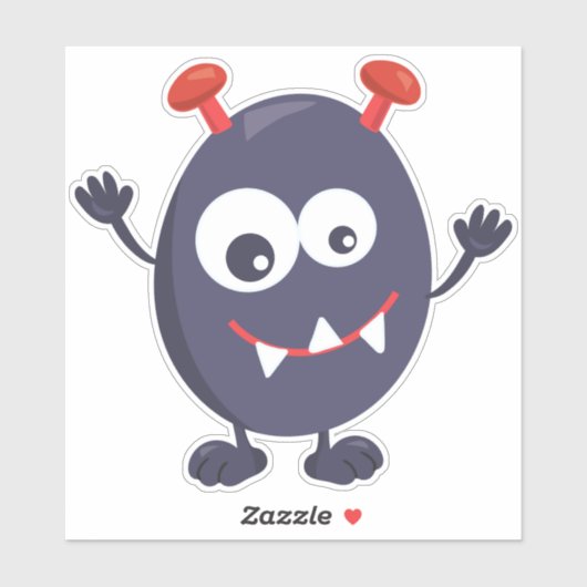 Cute Monster, Funny Monster, Blue Monster, Horns Sticker (Vel)