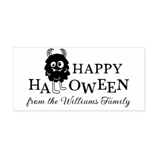 Cute Monster Happy Halloween Add Name Rubberstempel (Afrduk)