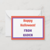 Cute Monster Kinder Halloween Notitiekaartje (Achterkant)