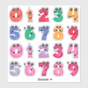 Cute Monster Numbers Sticker