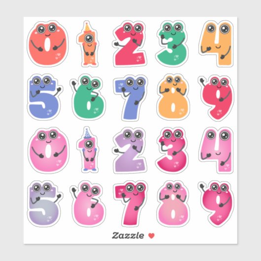 Cute Monster Numbers Sticker (Vel)