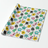 Cute Monster Pattern Cadeaupapier (Uitgerold)