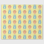Cute Monster Pattern Wrapping Paper Cadeaupapier (Vlak)