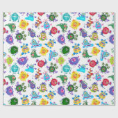 Cute Monster Pattern Wrapping Paper Cadeaupapier (Vlak)