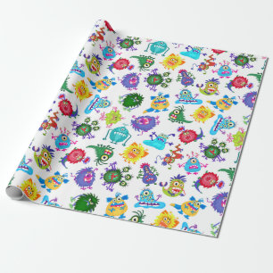 Cute Monster Pattern Wrapping Paper Cadeaupapier