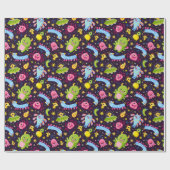Cute Monster Pattern Wrapping Paper Cadeaupapier (Vlak)