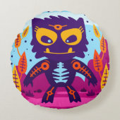 Cute Monster Rond Kussen (Voorkant)