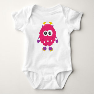Cute Monster, Roze Monster, Horns, Funny Monster Romper