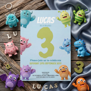 Cute Monster Verjaardagsfeestje voor Kinderen Kaart