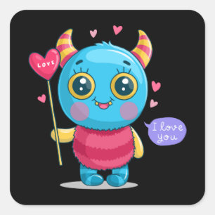 Cute monster vierkante sticker