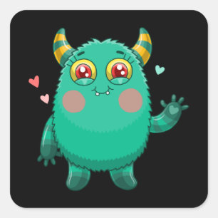Cute monster vierkante sticker