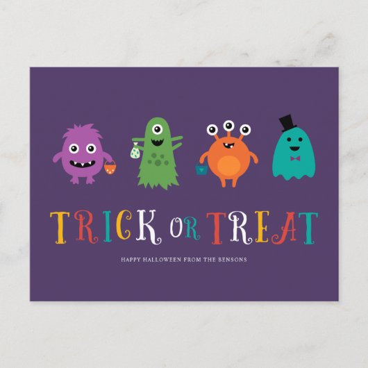 Cute Monsters Halloween Briefkaart (Voorkant)