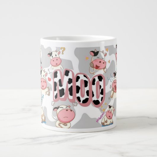 Cute “Moo Cow” Cartoon Design Extra Grote Beker (Voorkant)