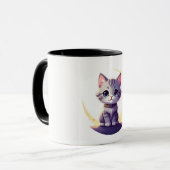 Cute Moon Cat Mug – Magical Kitten on CrescentMoon (Devant gauche)