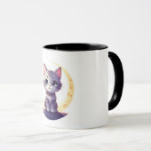 Cute Moon Cat Mug – Magical Kitten on CrescentMoon (Devant droit)