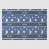 Cute Moon en Stars Pattern Blue Baby shower Tissuepapier (Voorkant)