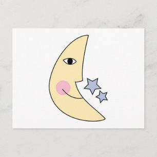 Cute Moon met sterren Briefkaart