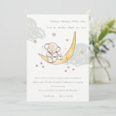 Cute Moon Stars Elephant Bunny Baby Faire-part (Debout devant)