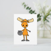 Cute Moose Bowling Cartoon Briefkaart (Staand voorkant)