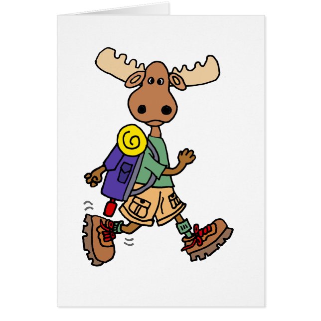 Cute Moose Hiker Cartoon (Voorkant)