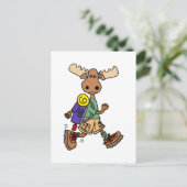 Cute Moose Hiker Cartoon Briefkaart (Staand voorkant)