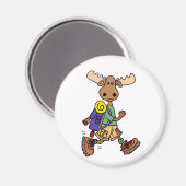 Cute Moose Hiker Cartoon Magneet (Voorkant / Achterkant)
