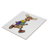 Cute Moose Hiker Cartoon Tegeltje (Zijkant)