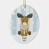 Cute Moose Personalized Kerstversiering Keramisch Ornament (Rechts)