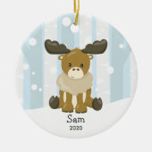 Cute Moose Personalized Kerstversiering Keramisch Ornament (Voorkant)