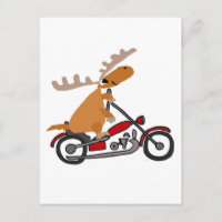 Cute Moose Riding Motorcycle Cartoon