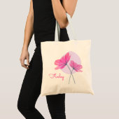 Cute & Moppig Moderne Roze Bloemen Chic Eigen Naam Tote Bag (Voorkant (product))