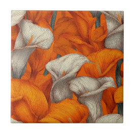 Cute Mosaic Calle Lilies Tiles For Indoor Floor Tegeltje