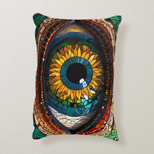 Cute Mosaic Glas-in-lood Oog ontwerp Accent Kussen (Achterkant (Verticaal))