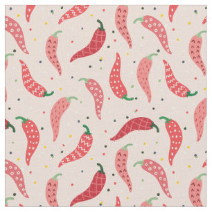 Cute Motif Chili Poivrons sur tissu rose
