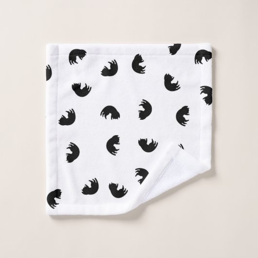 CUTE Motif de chat noir et blanc (Gant de toilette)