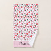 Cute Motif de fraises rouge et rose Personnalisé (Serviette à main)