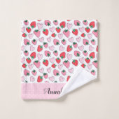 Cute Motif de fraises rouge et rose Personnalisé (Gant de toilette)