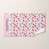 Cute Motif de fraises rouge et rose Personnalisé (Serviette à main)