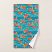 Cute Motif de natation Goldfish & Water (Serviette à main)