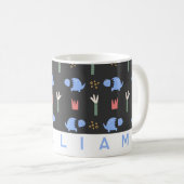 Cute Motif Dinosaur Mug | Nom personnalisé (Devant droit)