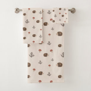 Cute Motif forestier de Hérisson et Champignons