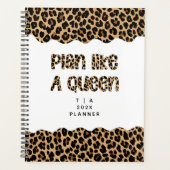 Cute Motivational Monogram Year Leopard Pattern Planner (Voorkant)