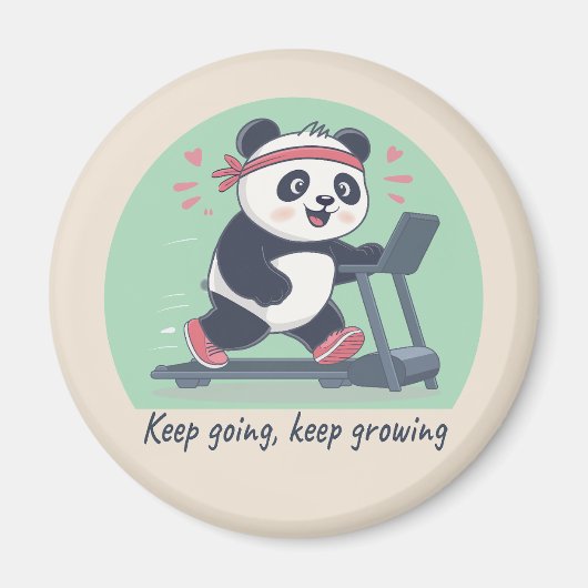 Cute Motivational Panda on Treadmill Magneet (Voorkant)