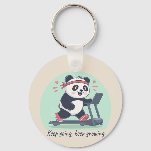 Cute Motivational Panda on Treadmill Sleutelhanger (Voorkant)